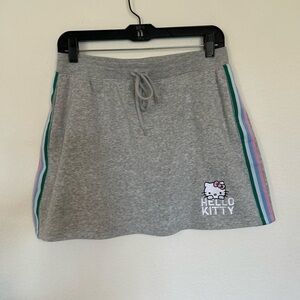 Sanrio Hello Kitty Pull on Tie Waist Medium Gray Skirt with Colorful Stripes